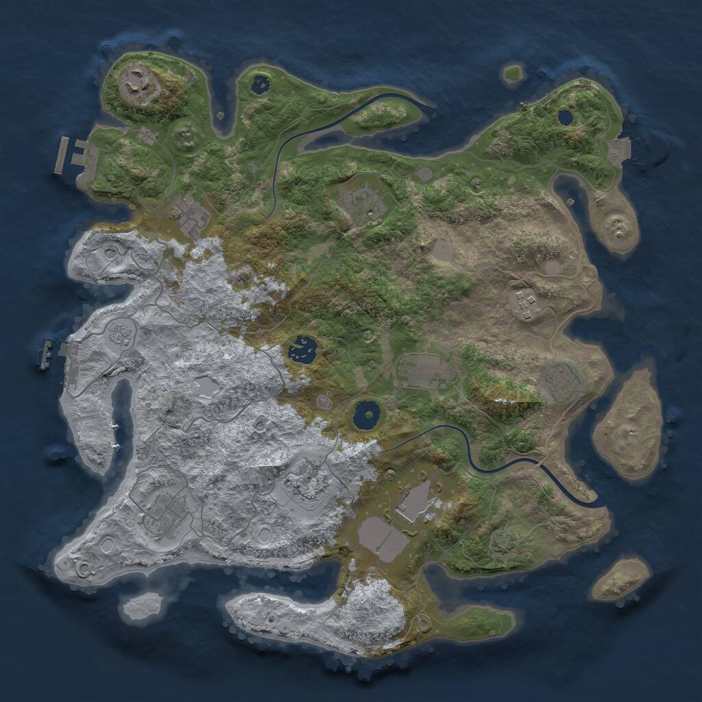 Rust Map: Procedural Map, Size: 3750, Seed: 277628804, 16 Monuments