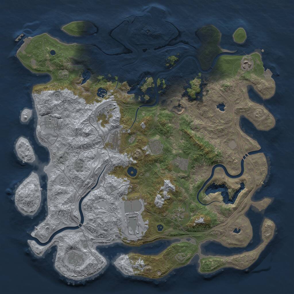Rust Map: Procedural Map, Size: 4500, Seed: 279916624, 17 Monuments