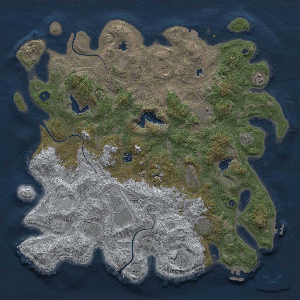 Rust Map: Procedural Map, Size: 4500, Seed: 1110186249, 17 Monuments