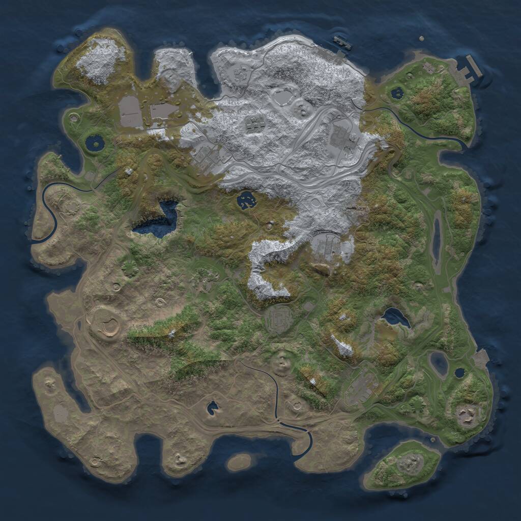 Rust Map: Procedural Map, Size: 4300, Seed: 1318751037, 17 Monuments