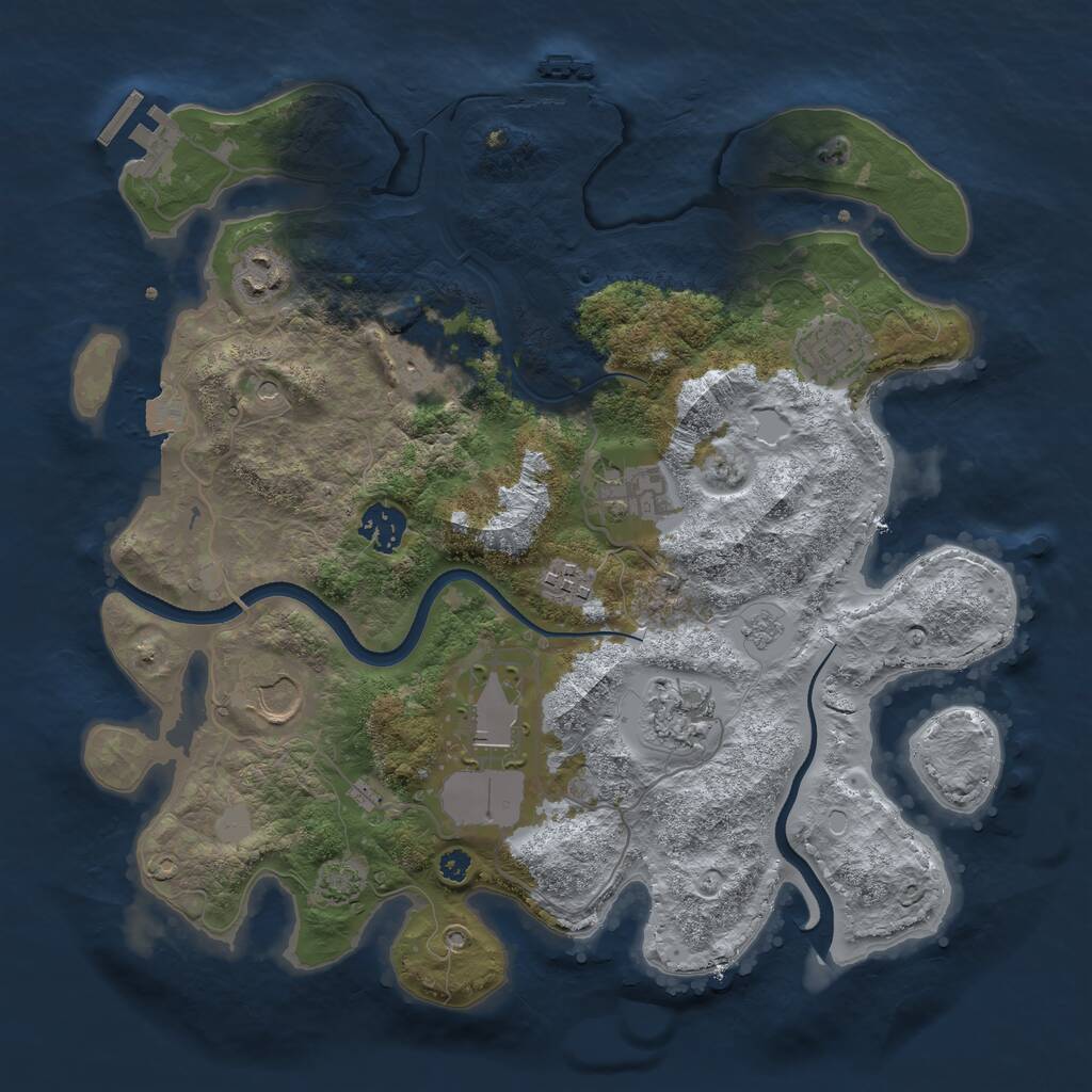 Rust Map: Procedural Map, Size: 3500, Seed: 1998490550, 15 Monuments