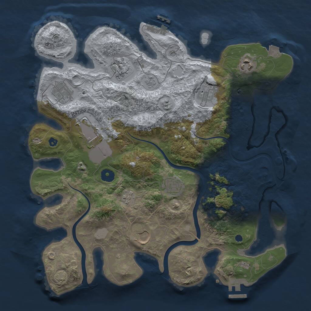 Rust Map: Procedural Map, Size: 3500, Seed: 1953306761, 14 Monuments
