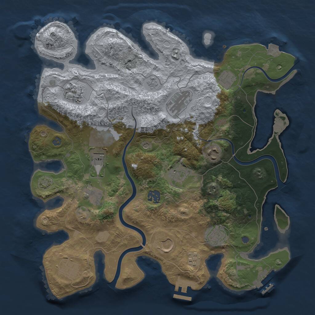 Rust Map: Procedural Map, Size: 3500, Seed: 1953306761, 19 Monuments