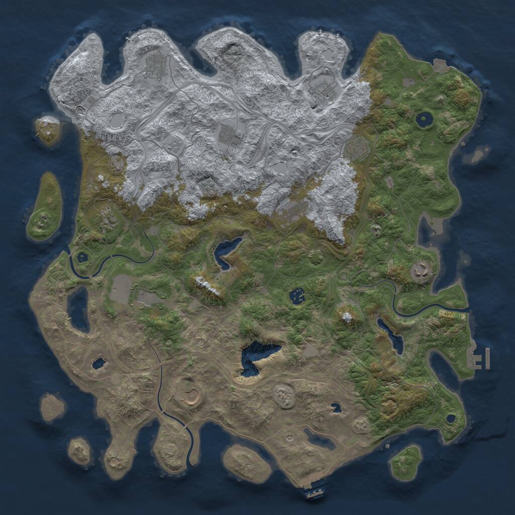 Rust Map: Procedural Map, Size: 4800, Seed: 936386014, 17 Monuments