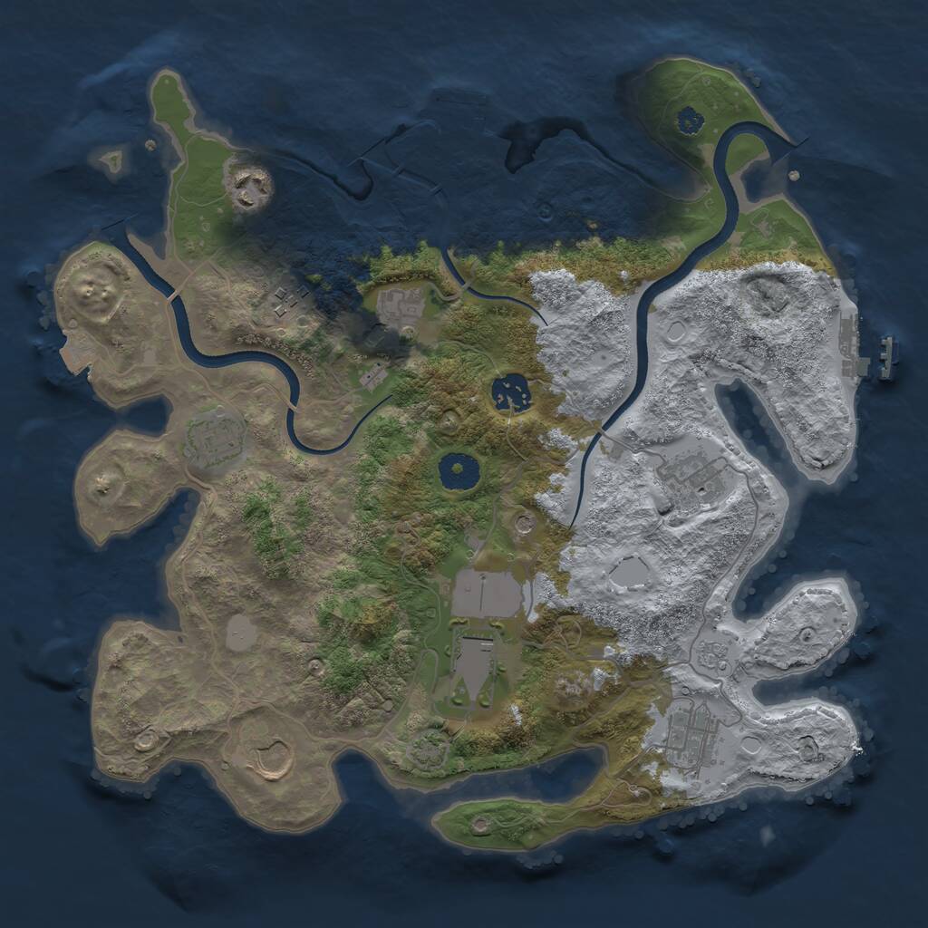 Rust Map: Procedural Map, Size: 3500, Seed: 1124834123, 15 Monuments