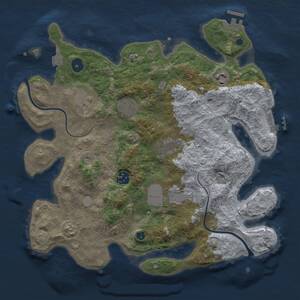 Thumbnail Rust Map: Procedural Map, Size: 3500, Seed: 1124834123, 12 Monuments