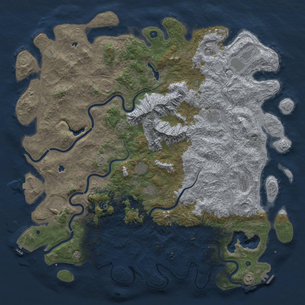 Rust Map: Procedural Map, Size: 6000, Seed: 1324567, 17 Monuments