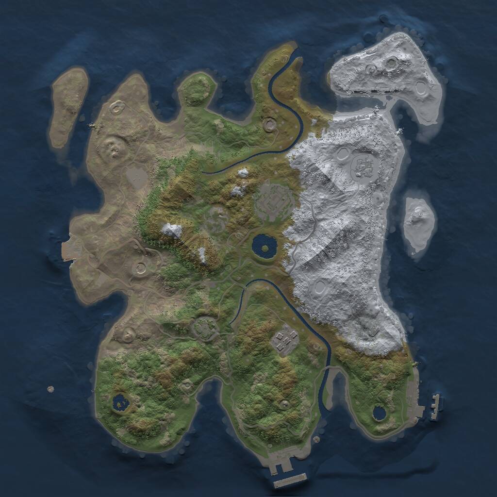 Rust Map: Procedural Map, Size: 3000, Seed: 12377, 8 Monuments