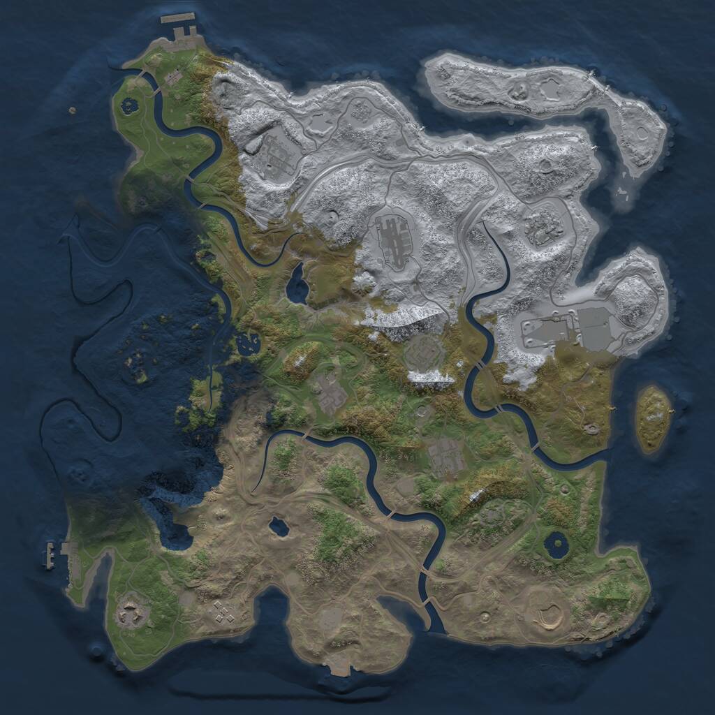 Rust Map: Procedural Map, Size: 4250, Seed: 1993622456, 17 Monuments