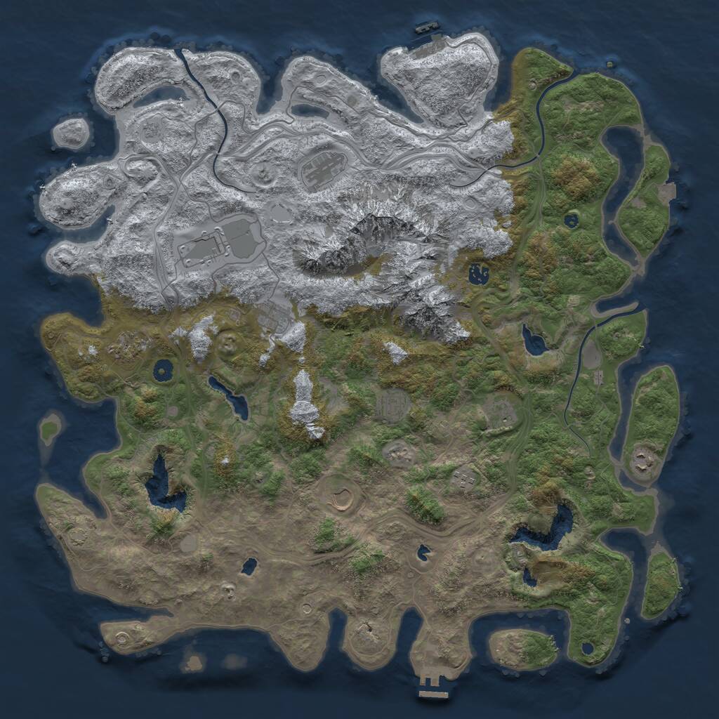Rust Map: Procedural Map, Size: 5000, Seed: 1184399393, 16 Monuments