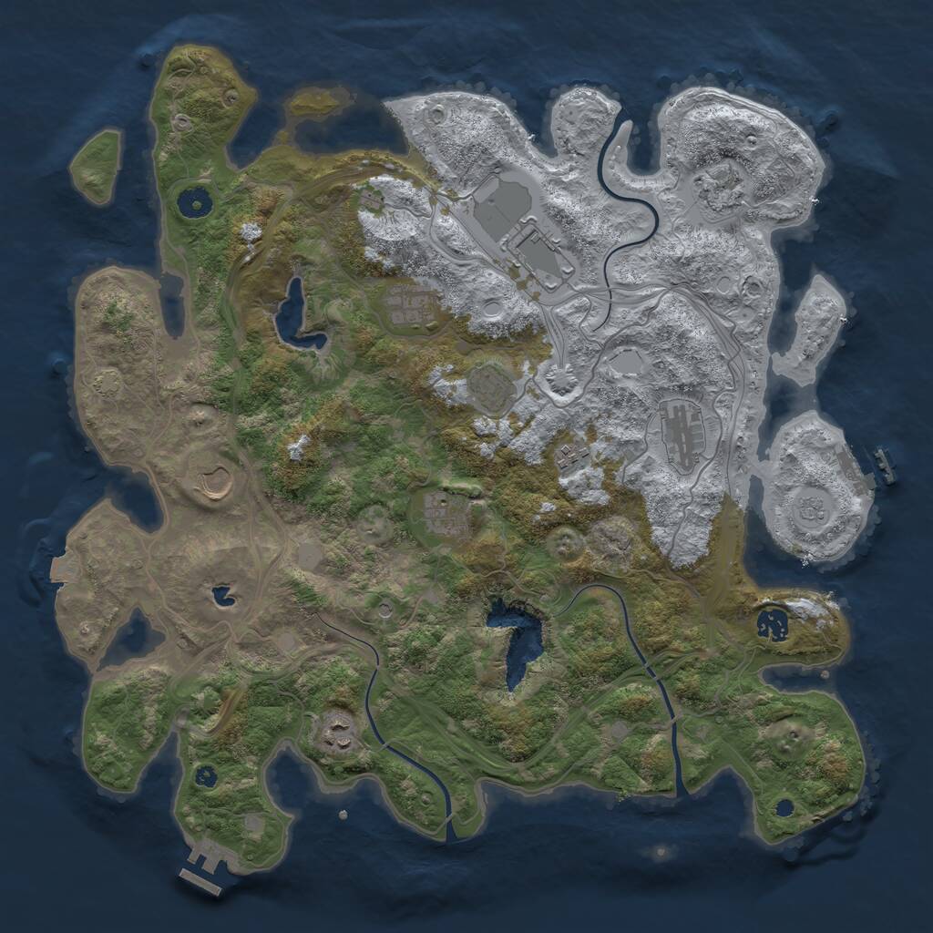 Rust Map: Procedural Map, Size: 4250, Seed: 704333551, 16 Monuments