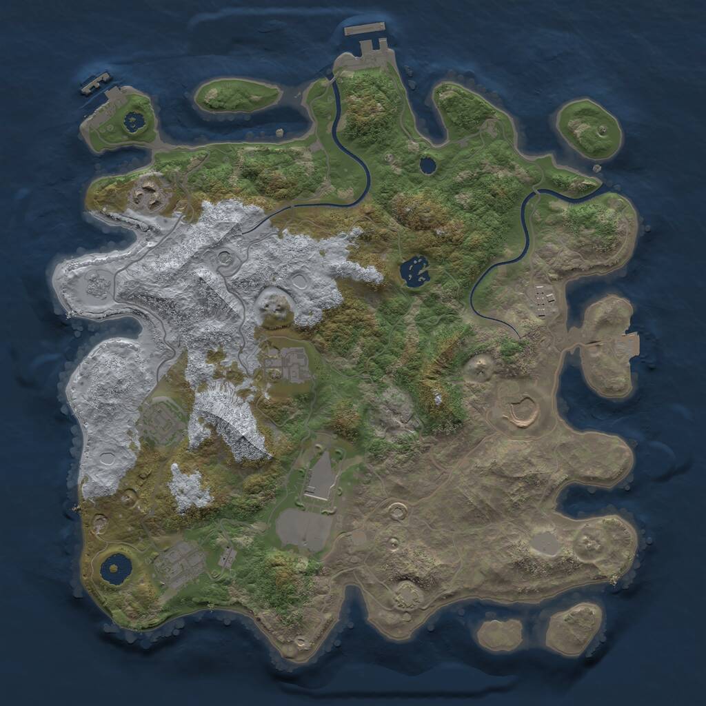 Rust Map: Procedural Map, Size: 3500, Seed: 720529517, 14 Monuments