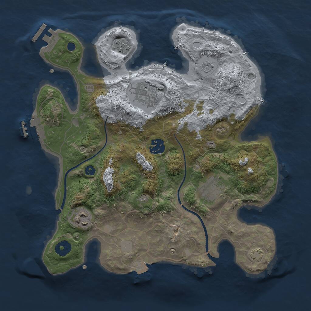 Rust Map: Procedural Map, Size: 3000, Seed: 1594607, 11 Monuments