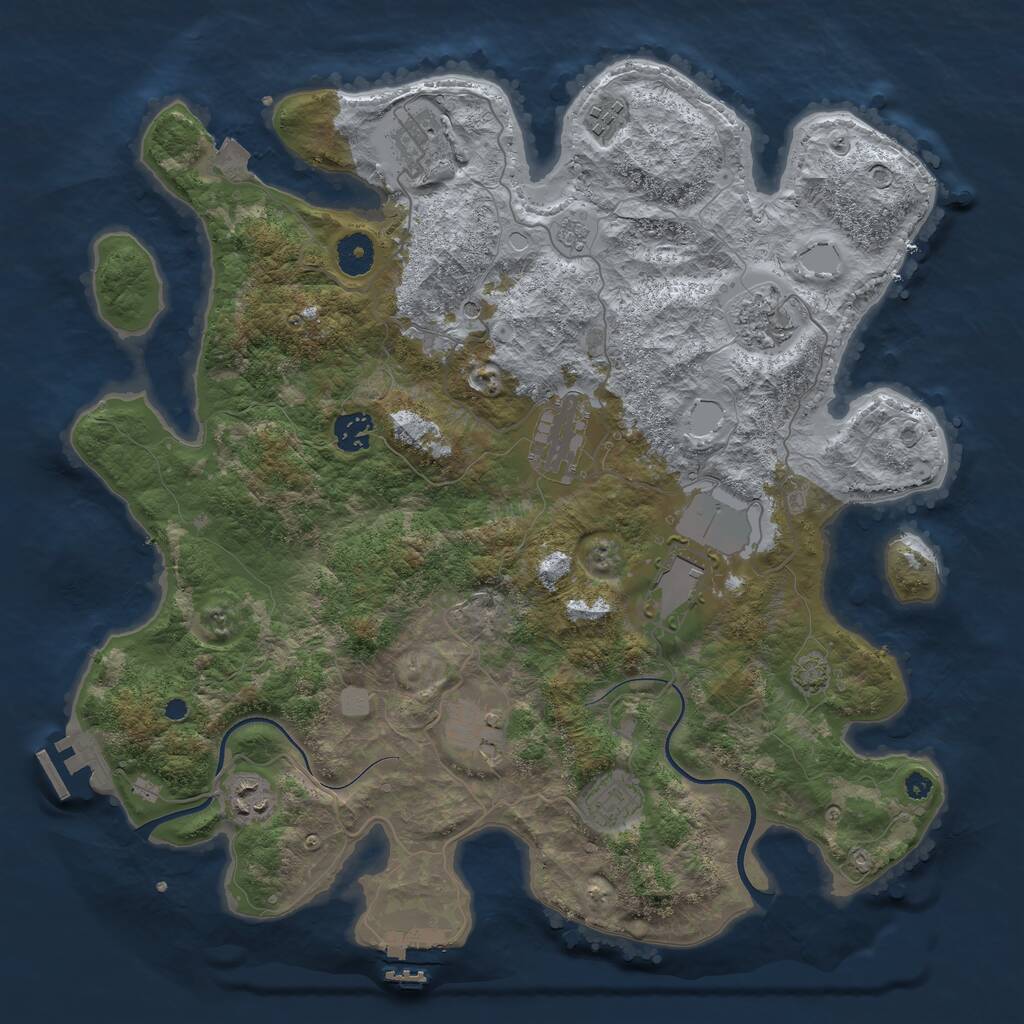 Rust Map: Procedural Map, Size: 3850, Seed: 226381501, 15 Monuments