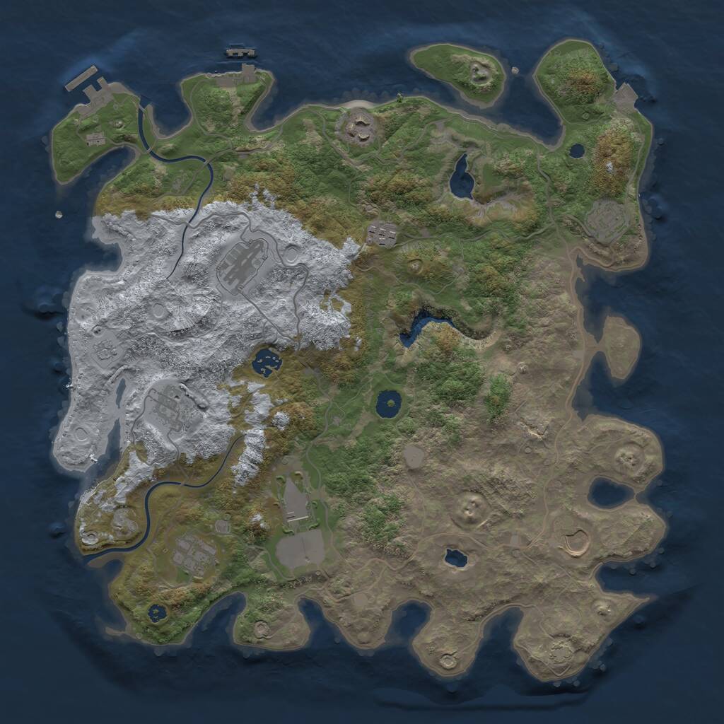 Rust Map: Procedural Map, Size: 4000, Seed: 1684878, 14 Monuments