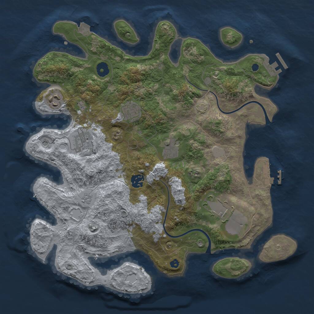 Rust Map: Procedural Map, Size: 3500, Seed: 30177625, 12 Monuments