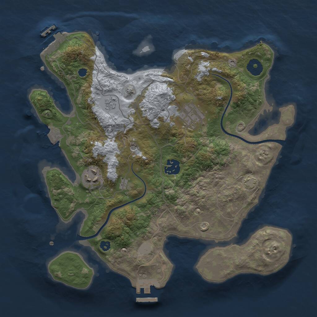 Rust Map: Procedural Map, Size: 3000, Seed: 1733951654, 9 Monuments