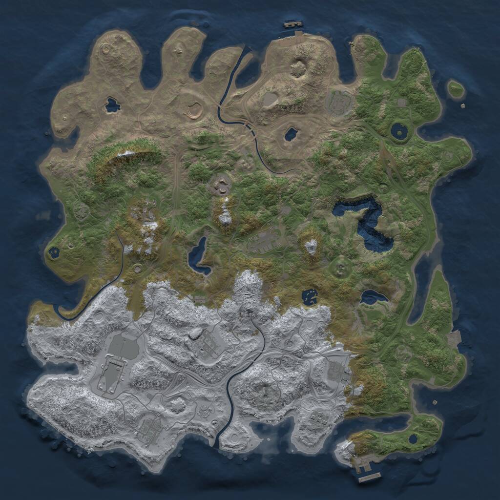 Rust Map: Procedural Map, Size: 4500, Seed: 329322439, 17 Monuments