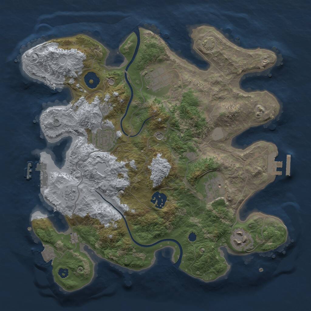 Rust Map: Procedural Map, Size: 3000, Seed: 555111555, 11 Monuments
