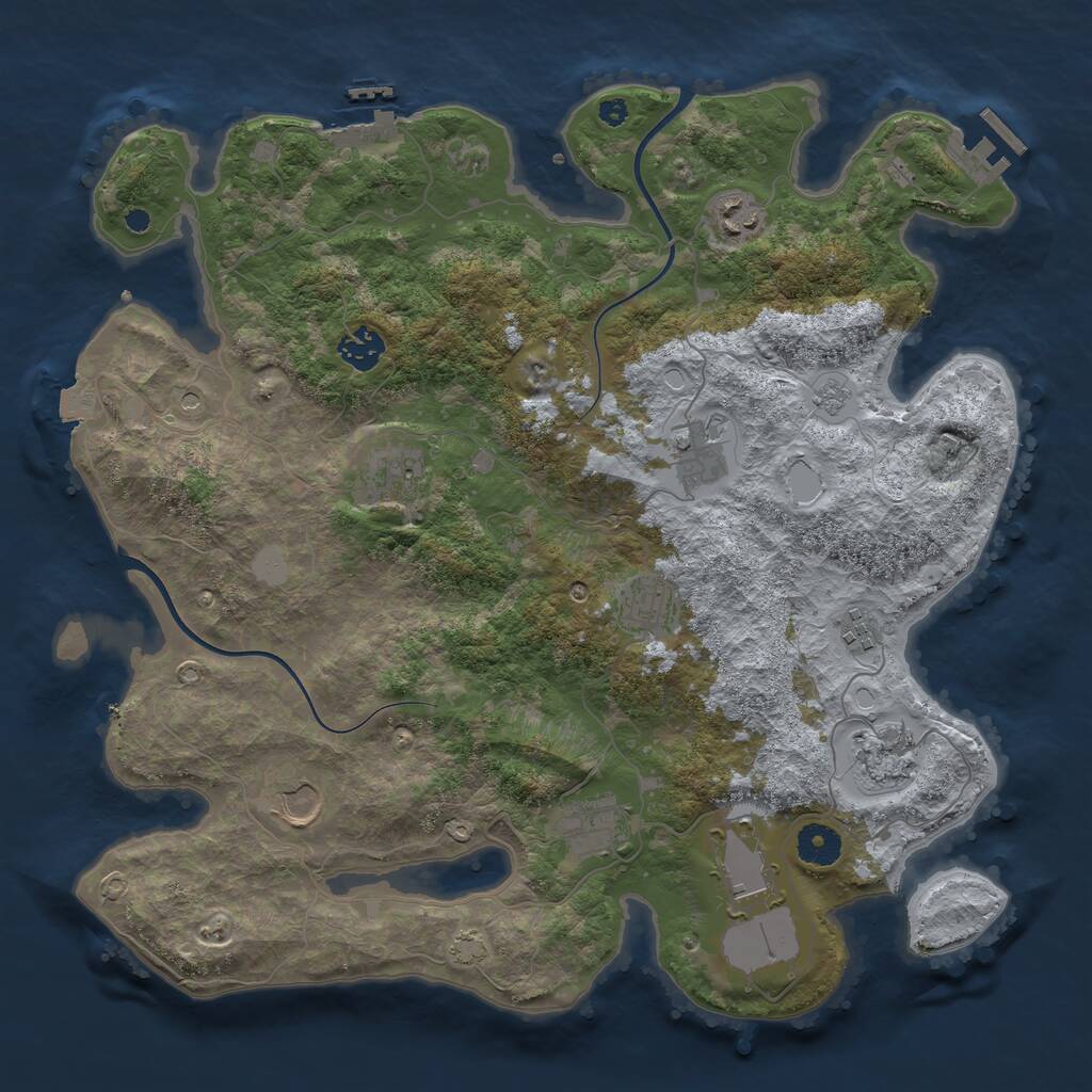 Rust Map: Procedural Map, Size: 3800, Seed: 1285211523, 16 Monuments