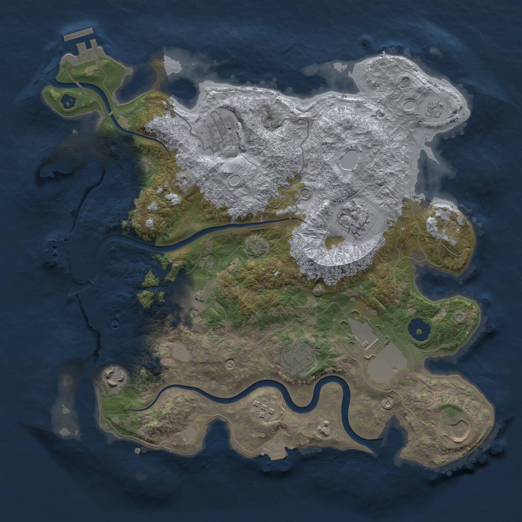 Rust Map: Procedural Map, Size: 3500, Seed: 1347426546, 14 Monuments