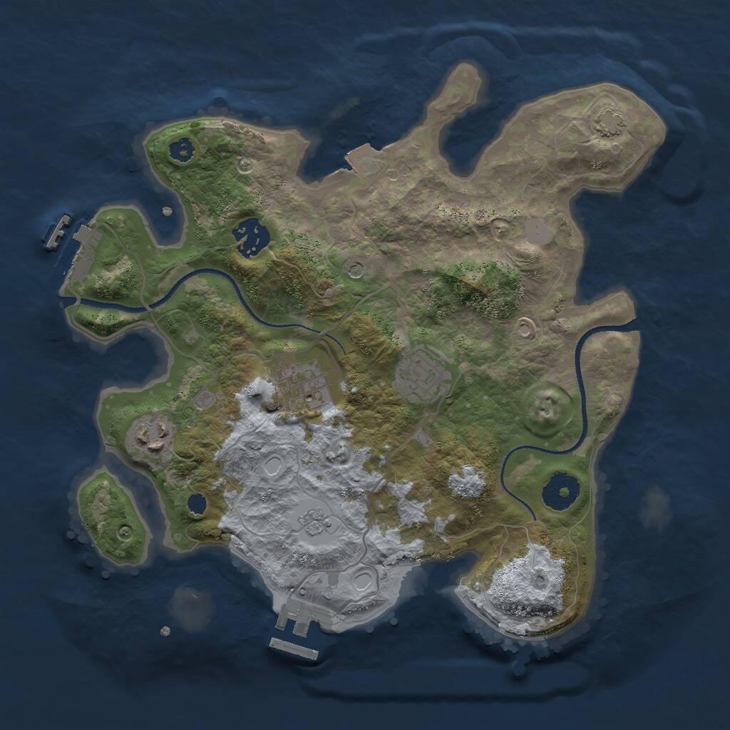 Rust Map: Procedural Map, Size: 3000, Seed: 5769428, 10 Monuments