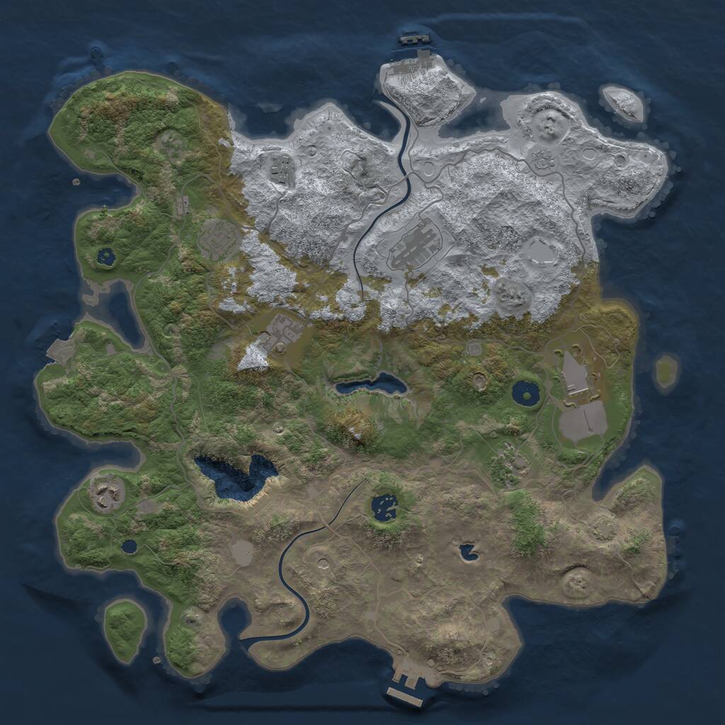 Rust Map: Procedural Map, Size: 4000, Seed: 16543216, 14 Monuments