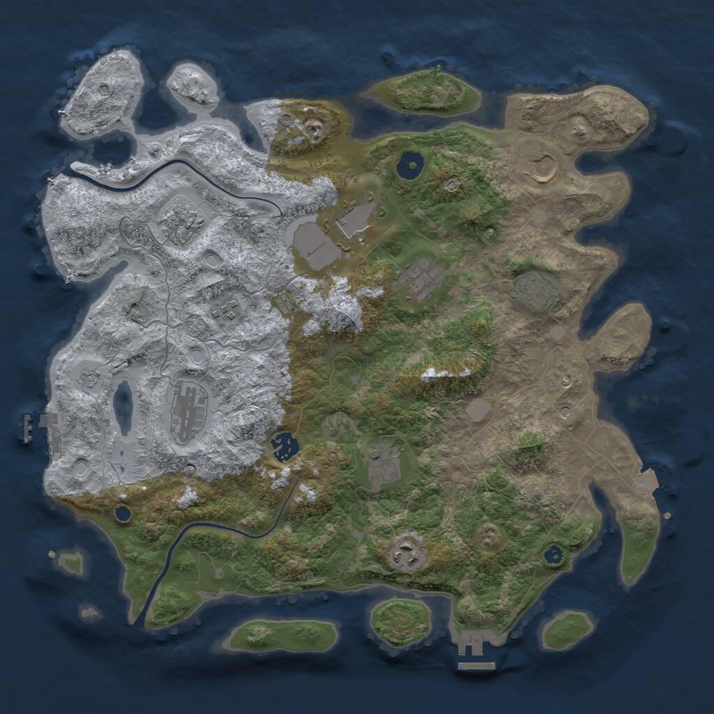 Rust Map: Procedural Map, Size: 3900, Seed: 80000, 16 Monuments