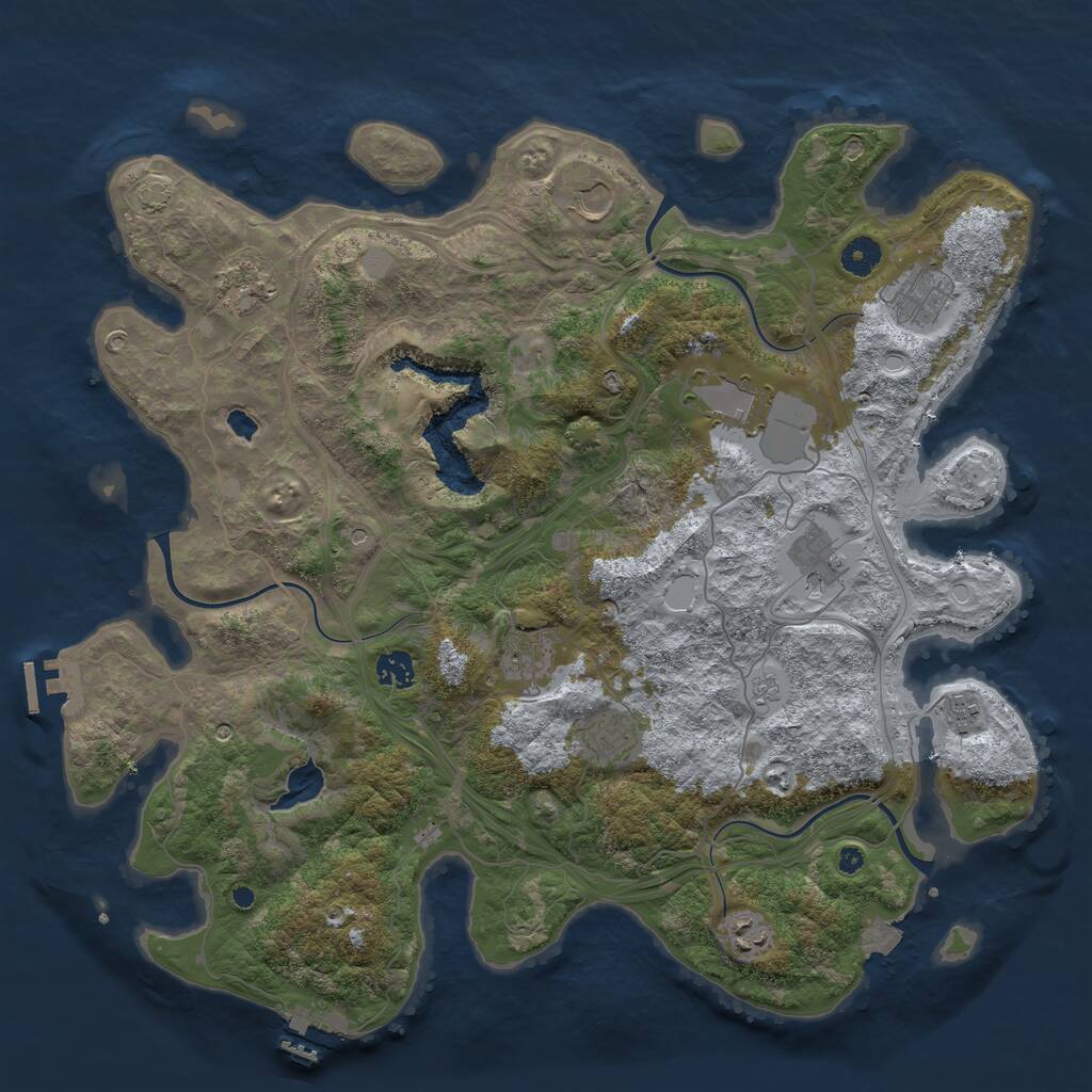 Rust Map: Procedural Map, Size: 4250, Seed: 1110792339, 16 Monuments