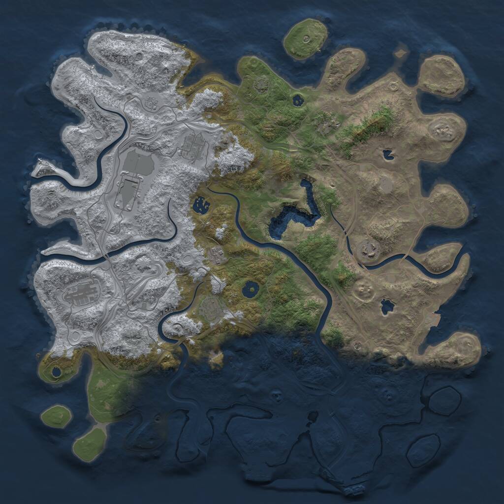 Rust Map: Procedural Map, Size: 4500, Seed: 80822242, 14 Monuments