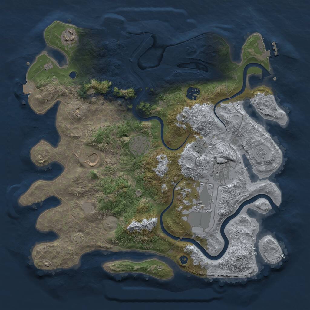 Rust Map: Procedural Map, Size: 3600, Seed: 4213, 13 Monuments