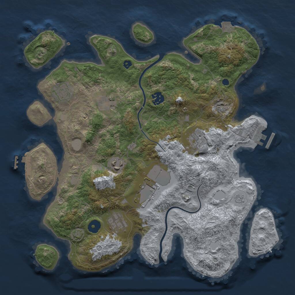 Rust Map: Procedural Map, Size: 3500, Seed: 1950894743, 12 Monuments