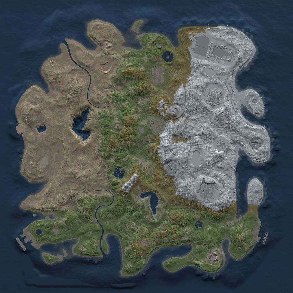 Rust Map: Procedural Map, Size: 4000, Seed: 1071421450, 15 Monuments