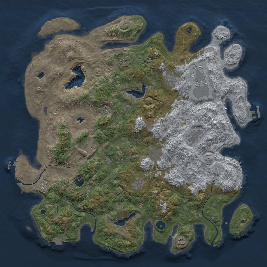 Rust Map: Procedural Map, Size: 4500, Seed: 716100555, 16 Monuments