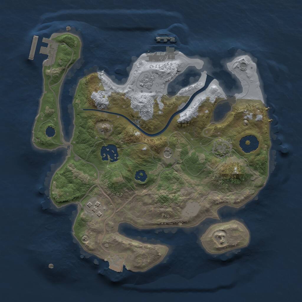 Rust Map: Procedural Map, Size: 2500, Seed: 566322343, 8 Monuments