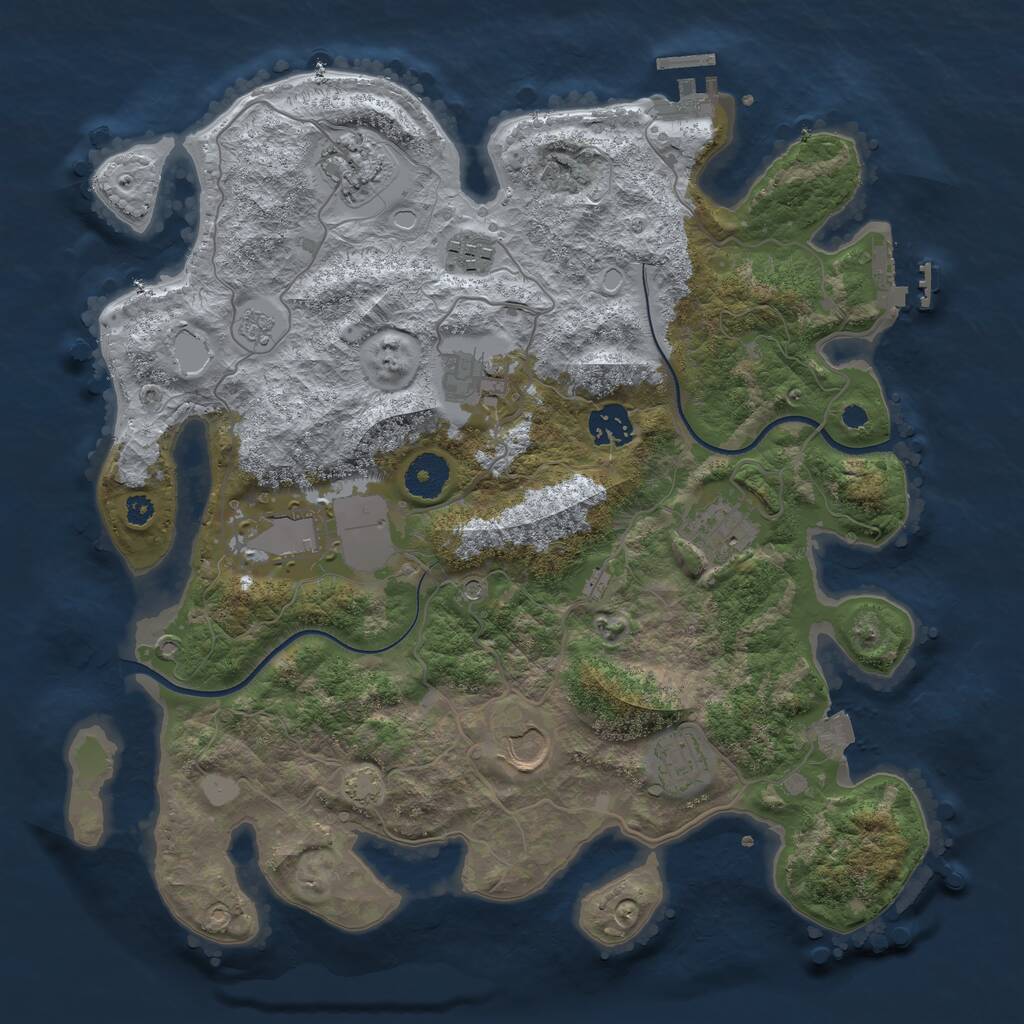 Rust Map: Procedural Map, Size: 3500, Seed: 162599341, 14 Monuments