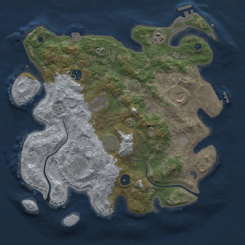 Rust Map: Procedural Map, Size: 3500, Seed: 2084294486, 13 Monuments