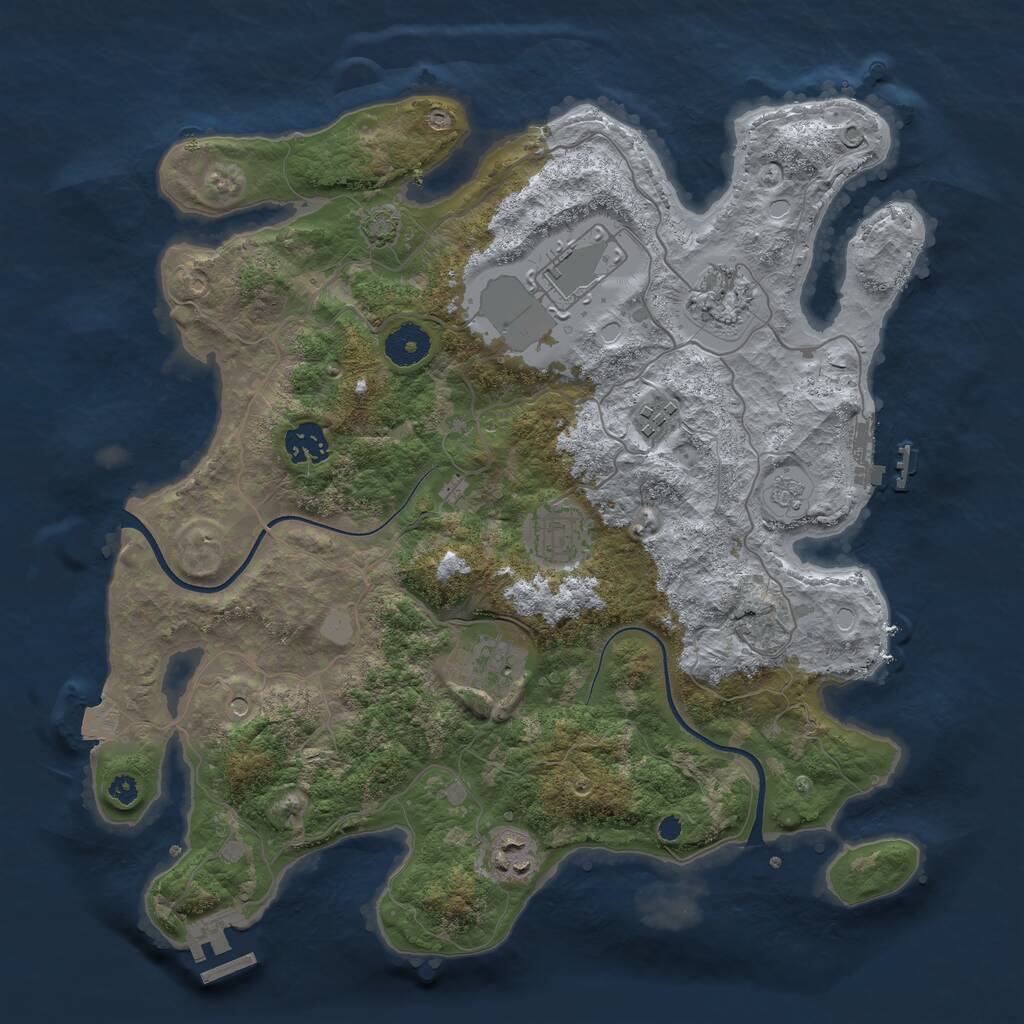 Rust Map: Procedural Map, Size: 3600, Seed: 30425, 13 Monuments