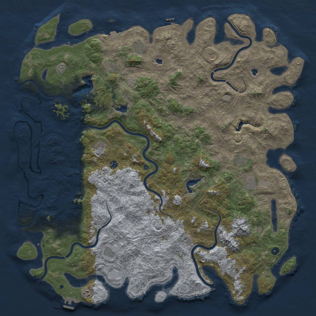 Rust Map: Procedural Map, Size: 6000, Seed: 282076990, 17 Monuments