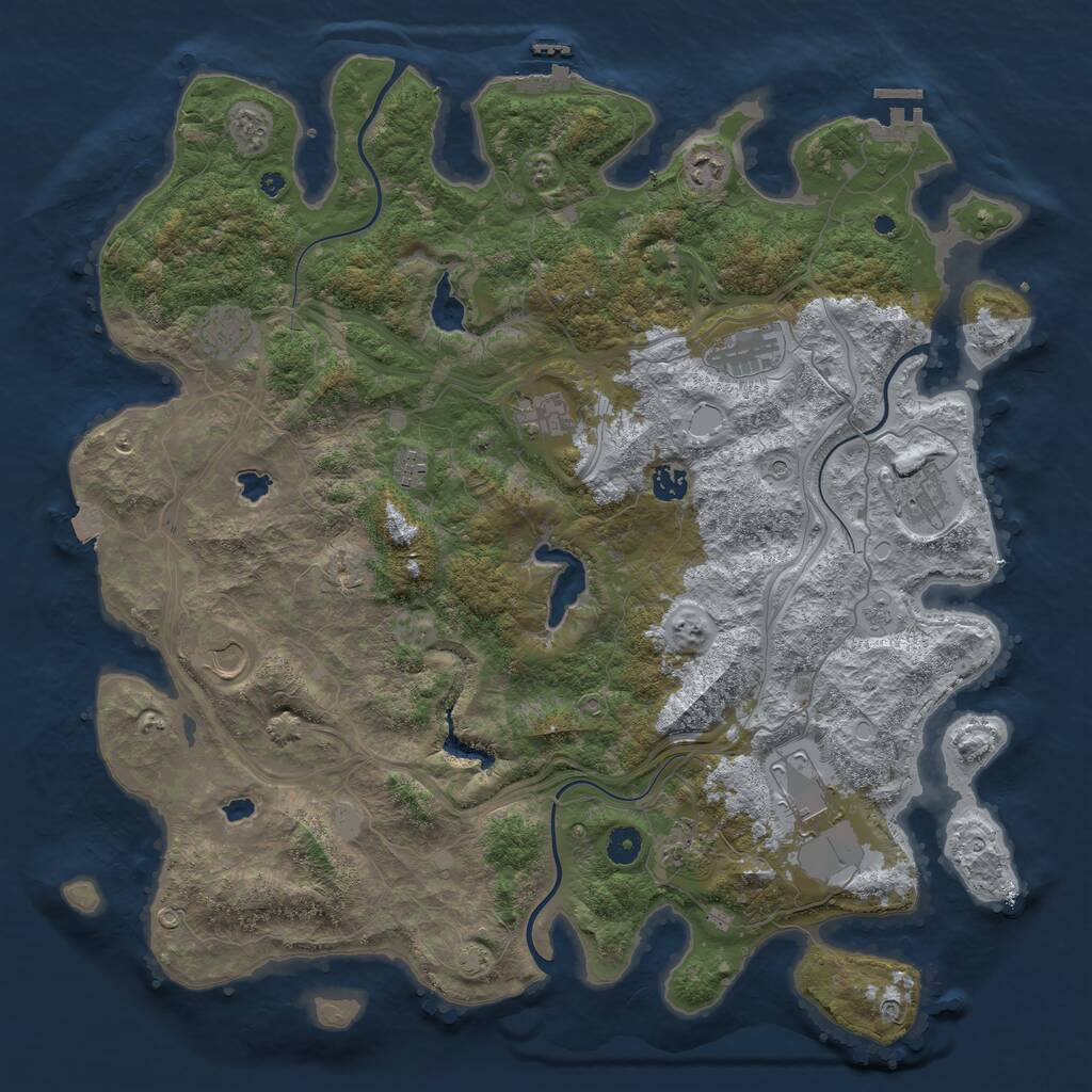 Rust Map: Procedural Map, Size: 4500, Seed: 2108117671, 16 Monuments
