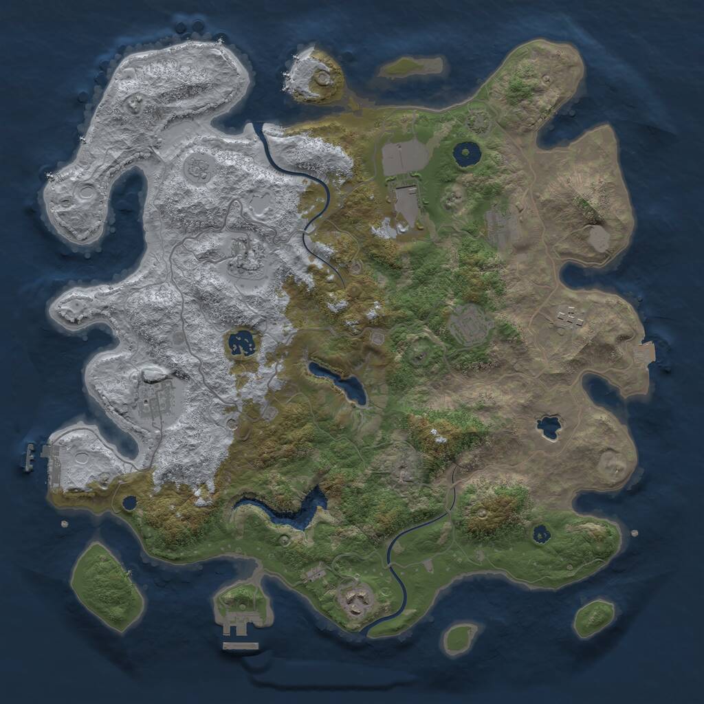 Rust Map: Procedural Map, Size: 4000, Seed: 32480131, 14 Monuments