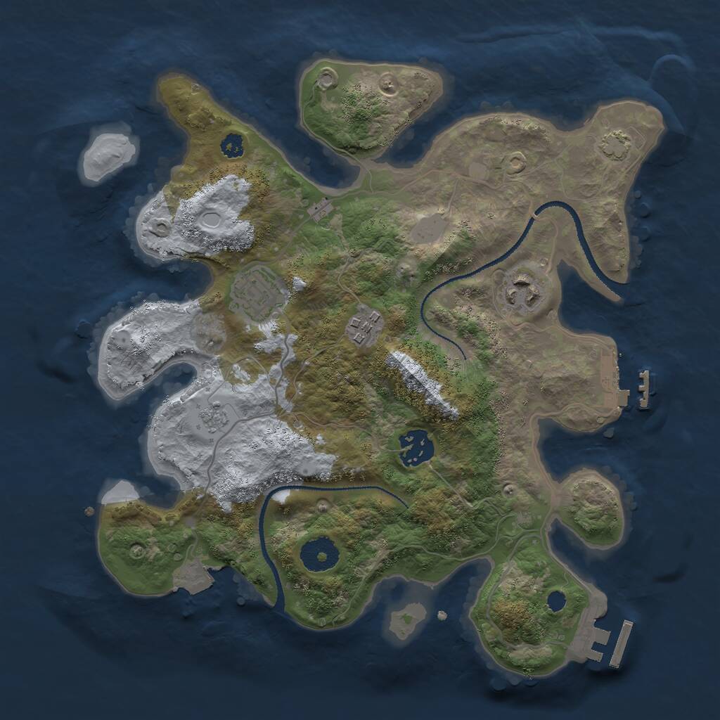 Rust Map: Procedural Map, Size: 3000, Seed: 13785, 9 Monuments