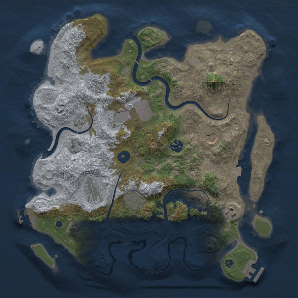 Rust Map: Procedural Map, Size: 3650, Seed: 11582207, 14 Monuments