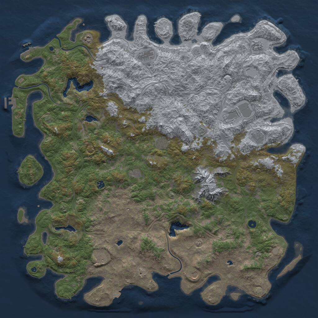 Rust Map: Procedural Map, Size: 6000, Seed: 21412891, 17 Monuments