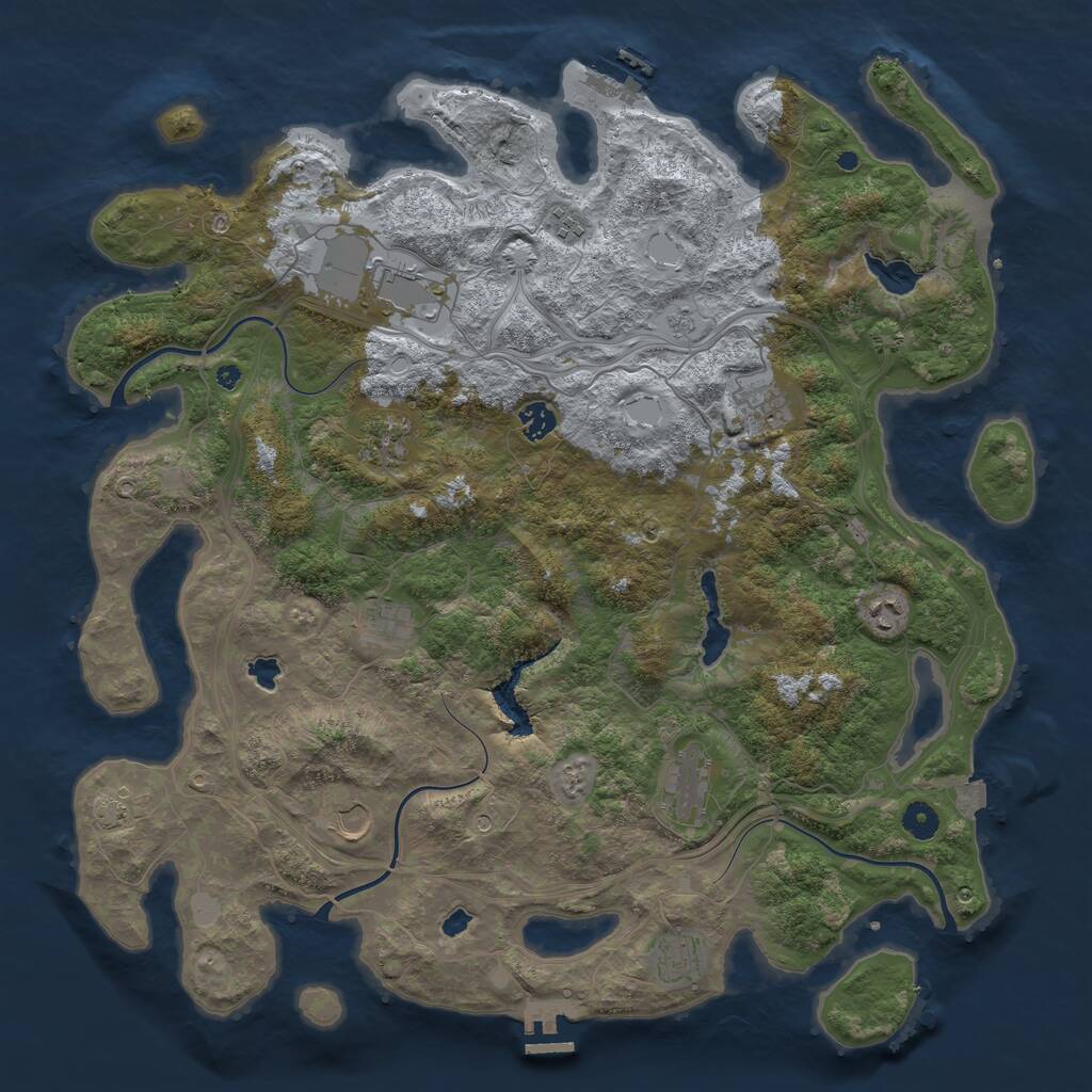Rust Map: Procedural Map, Size: 4500, Seed: 237492351, 16 Monuments