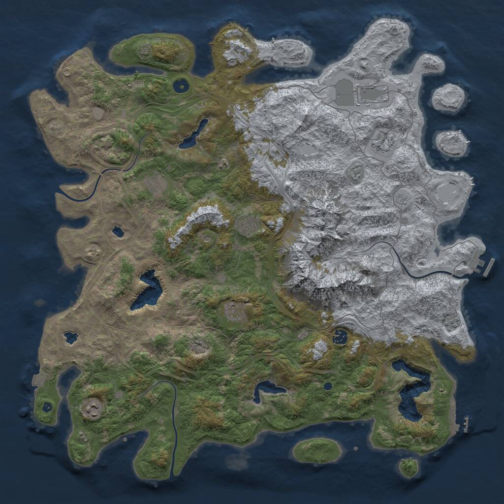 Rust Map: Procedural Map, Size: 5000, Seed: 30425, 14 Monuments