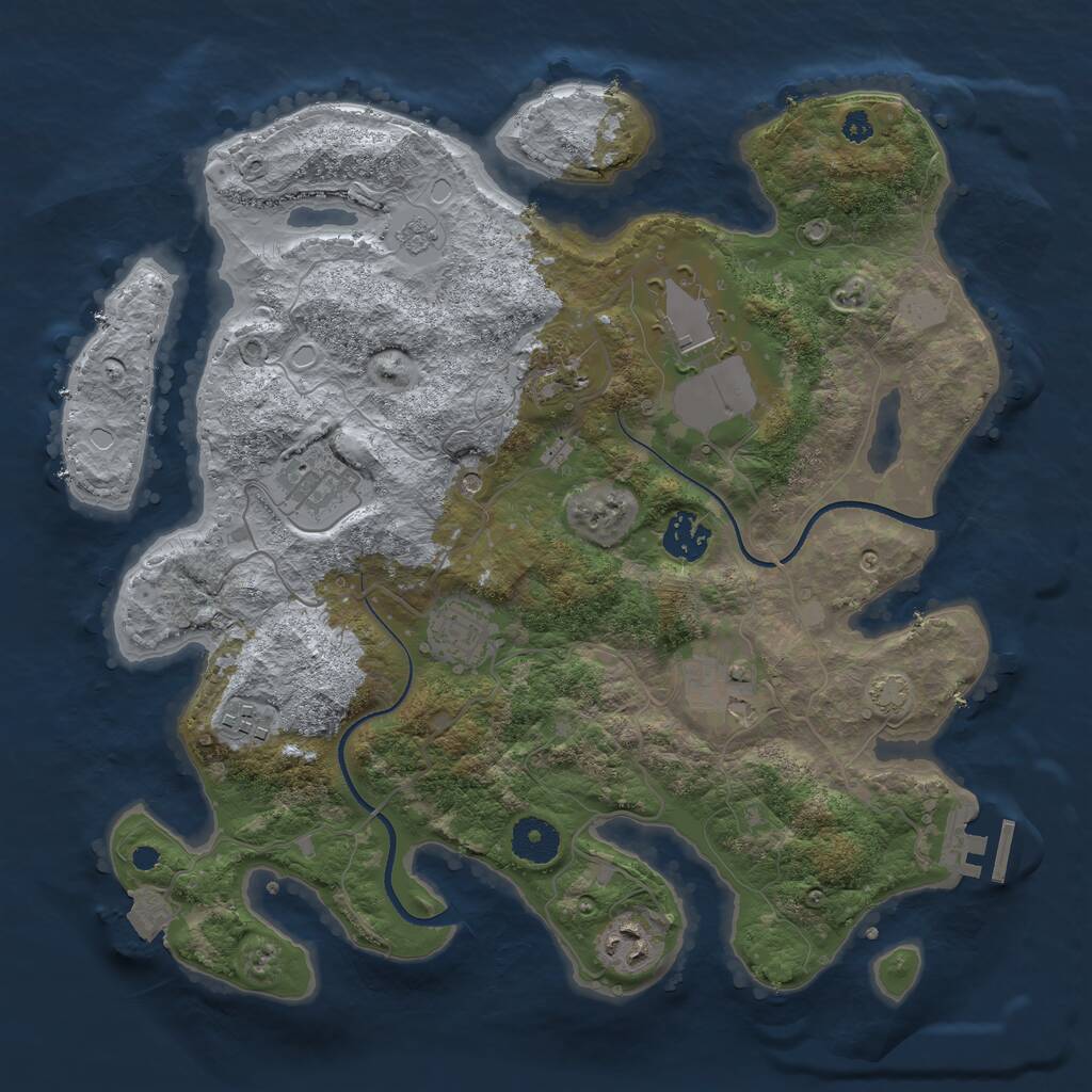 Rust Map: Procedural Map, Size: 3500, Seed: 215696615, 13 Monuments