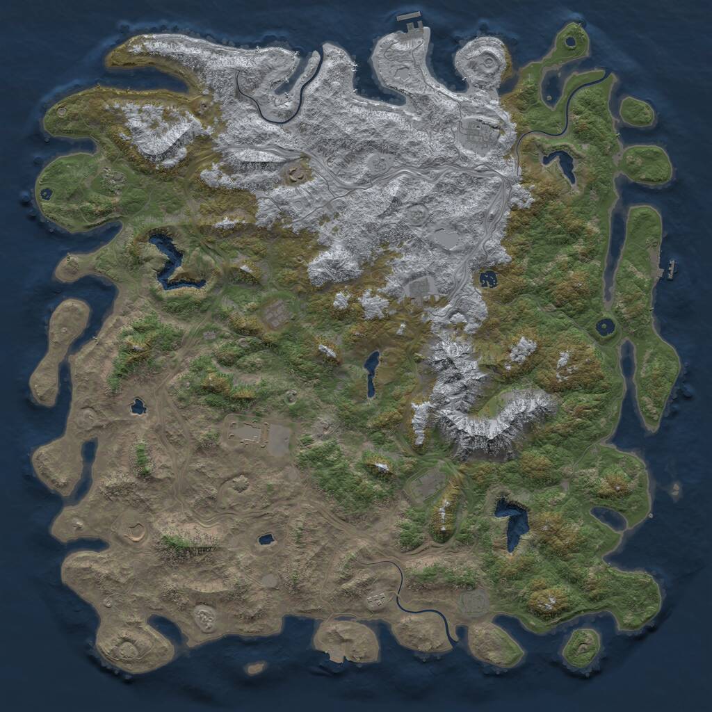 Rust Map: Procedural Map, Size: 6000, Seed: 990208284, 17 Monuments