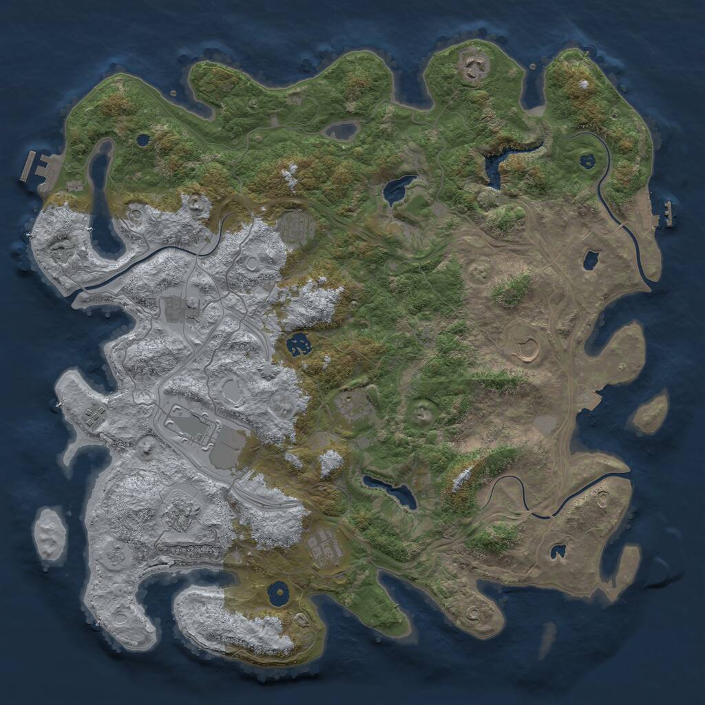 Rust Map: Procedural Map, Size: 4500, Seed: 730659946, 16 Monuments