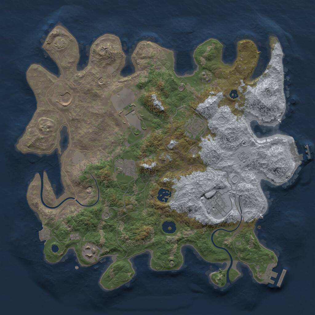 Rust Map: Procedural Map, Size: 3500, Seed: 952019888, 13 Monuments